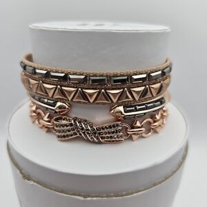 NEW Bomb Party Summer Stacks Bracelets with Black Onyx Bow on Rose Gold $138